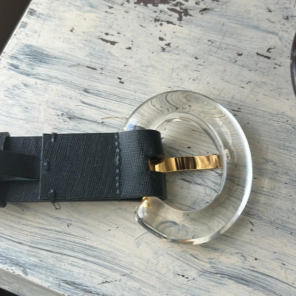 LIZZIE FORTUNATO Black Belt with CLEAR Resin Buckle
